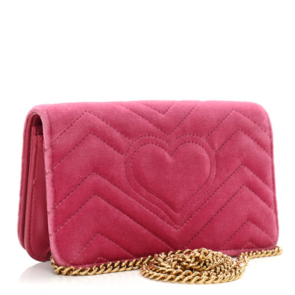 Gucci Velvet Matelasse Love Embroidered GG Marmont Mini Bag Light Raspberry Rose 3 of 11