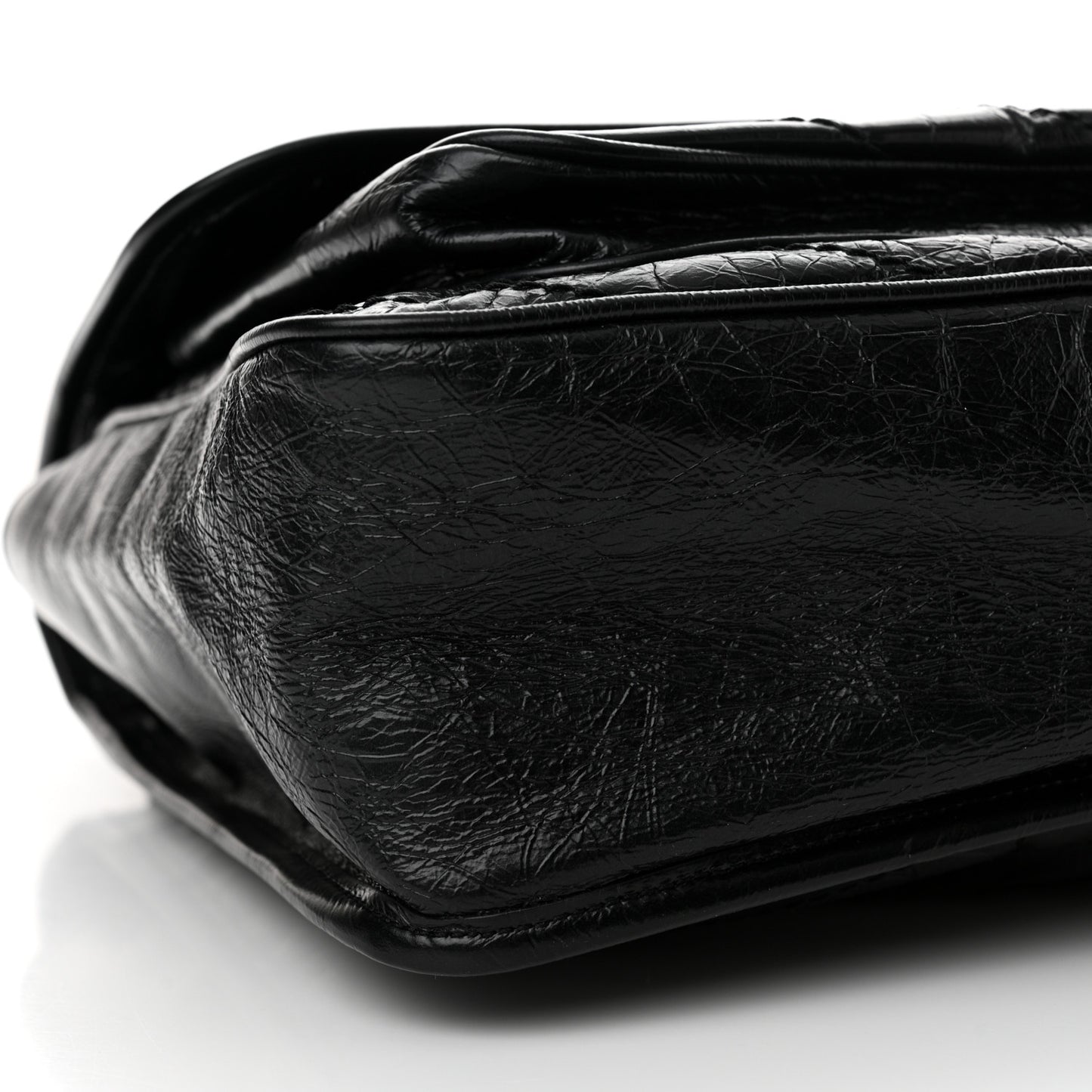 Crinkled Calfskin Matelasse Monogram Large Niki Chain Satchel Black
