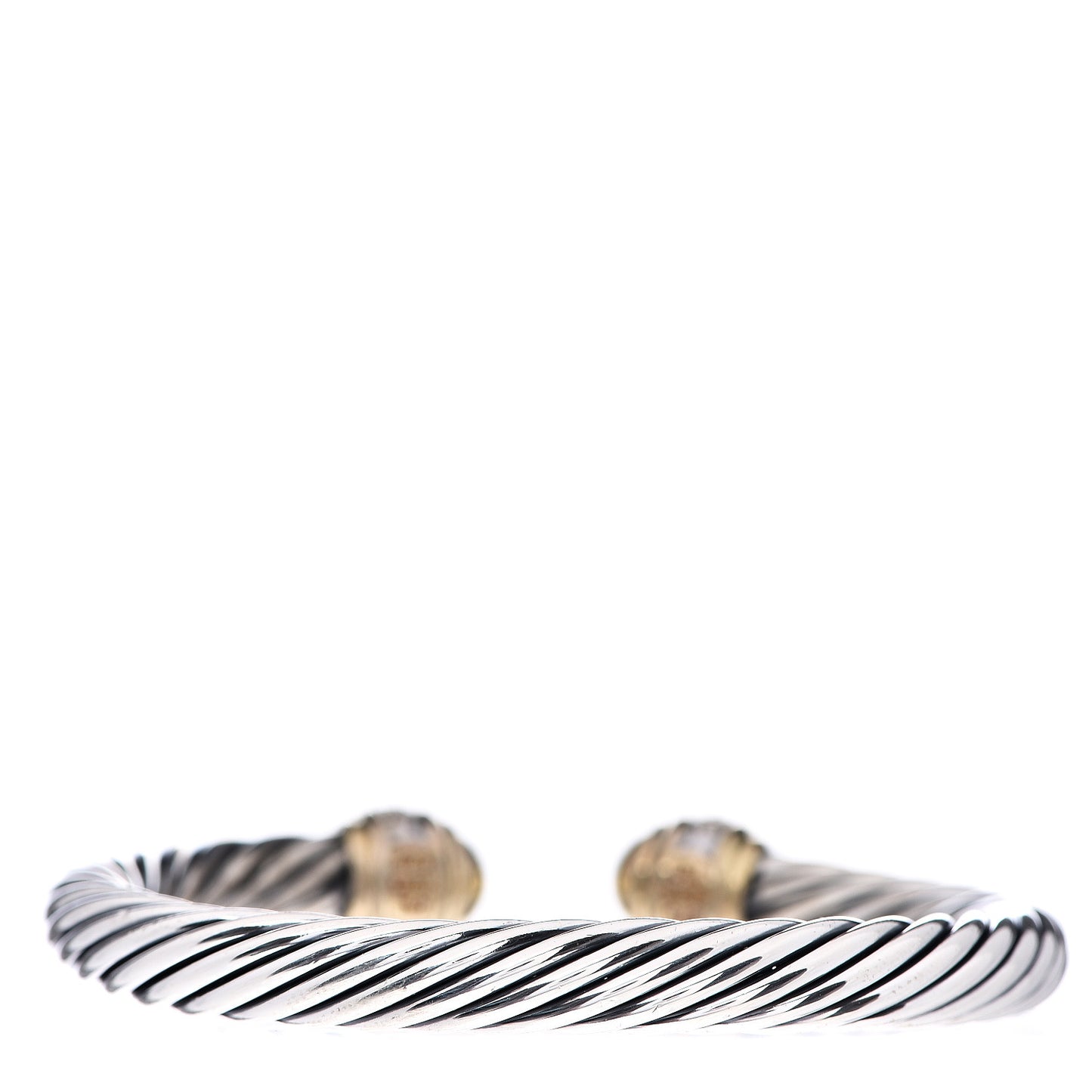 Sterling Silver 18K Yellow Gold Diamond 7mm Cable Classics Dome Bracelet