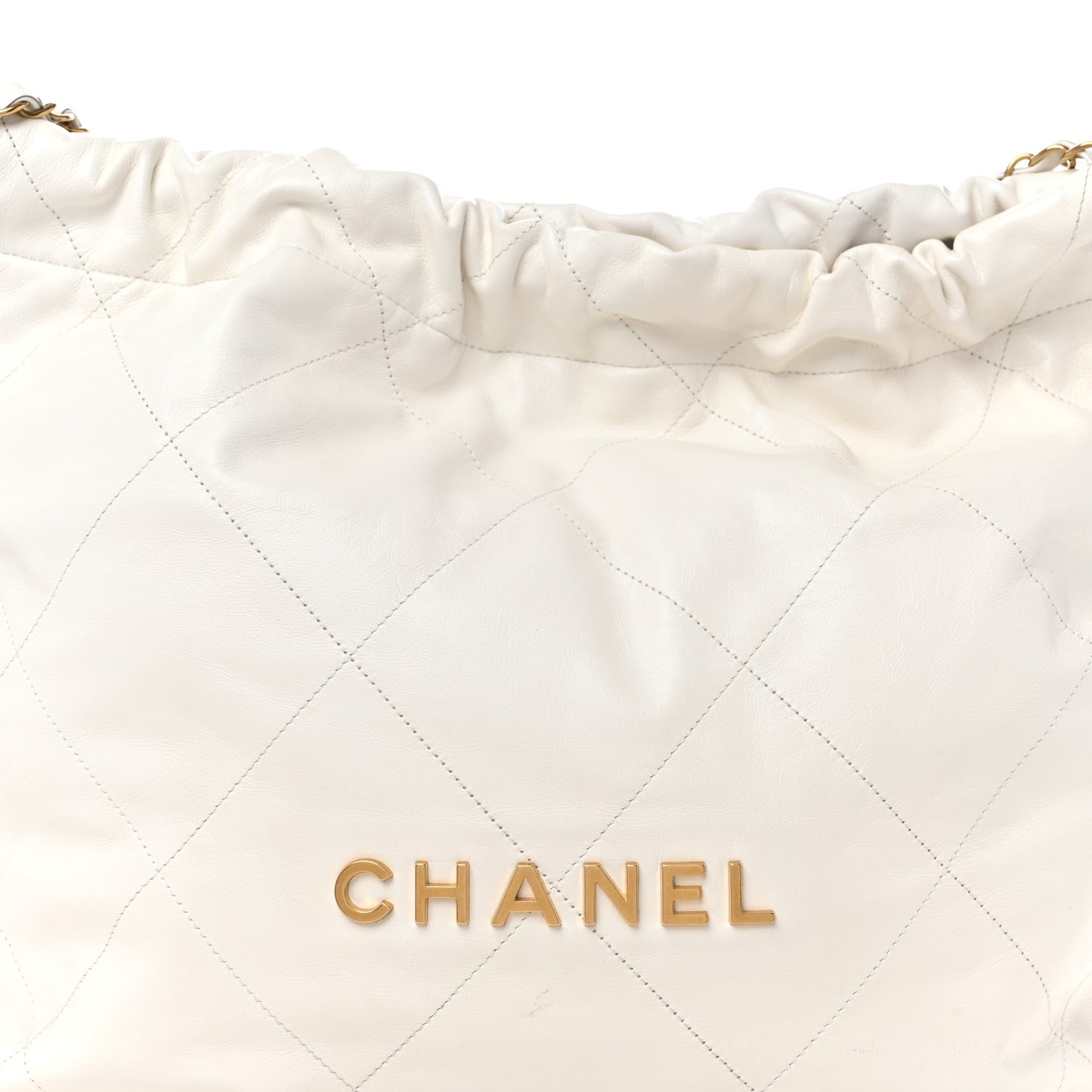 Shiny Calfskin Quilted Chanel 22 White
