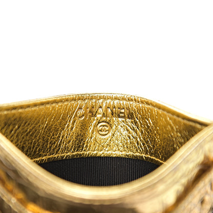 Chanel Metallic Calfskin Crocodile Embossed Cocodile Card Holder Gold 5 of 8