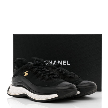 Chanel Velvet Calfskin Mixed Fibers CC Sneakers 40 Black 10 of 10