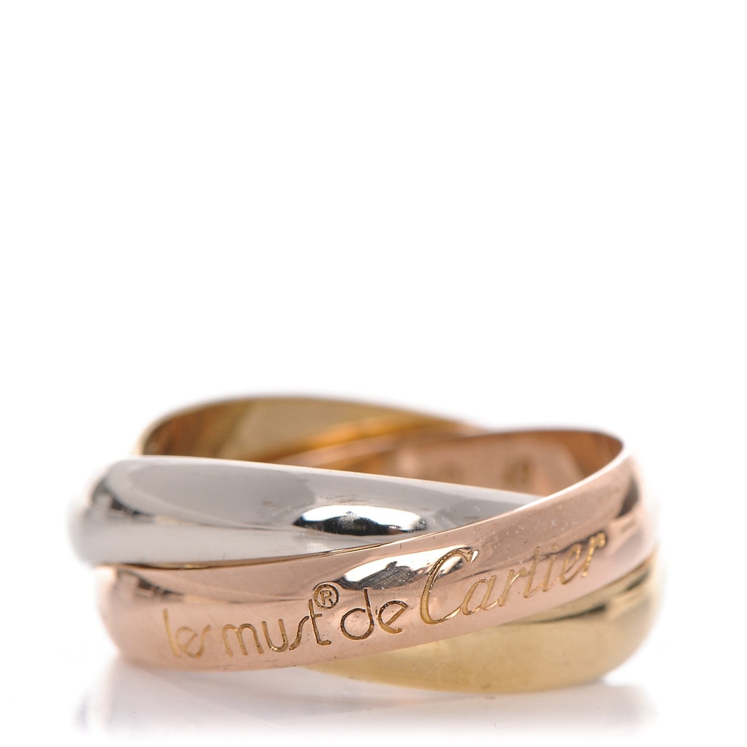 Cartier 18k Pink Yellow White Gold Les Must De Trinity Ring 49 4.75 1 of 6