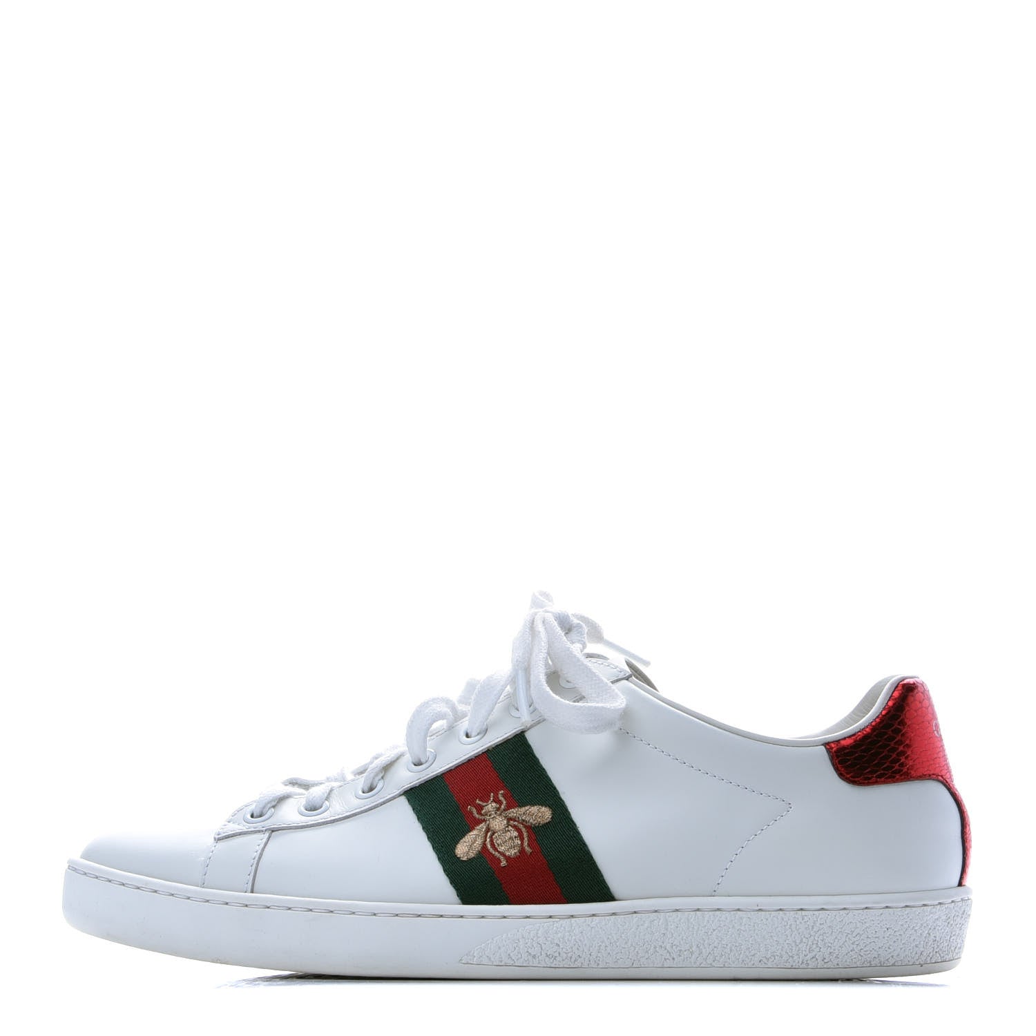 Gucci Calfskin Ayers Bee Embroidered Womens Ace Sneakers 39 White Green 1 of 9