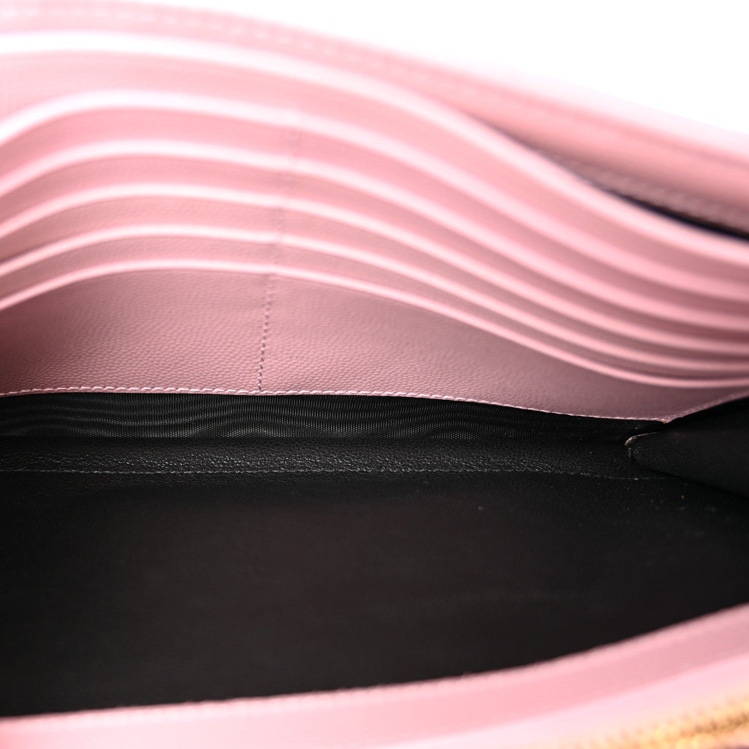 Saint Laurent Grain De Poudre Matelasse Chevron Monogram Chain Wallet Tender Pink 4 of 8