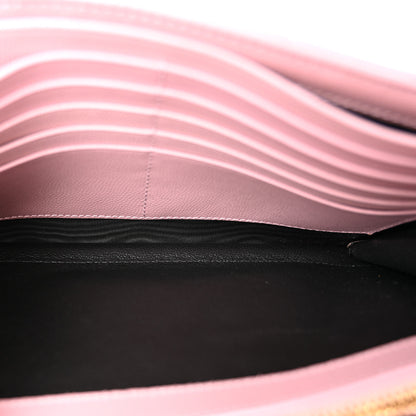 Saint Laurent Grain De Poudre Matelasse Chevron Monogram Chain Wallet Tender Pink 4 of 8