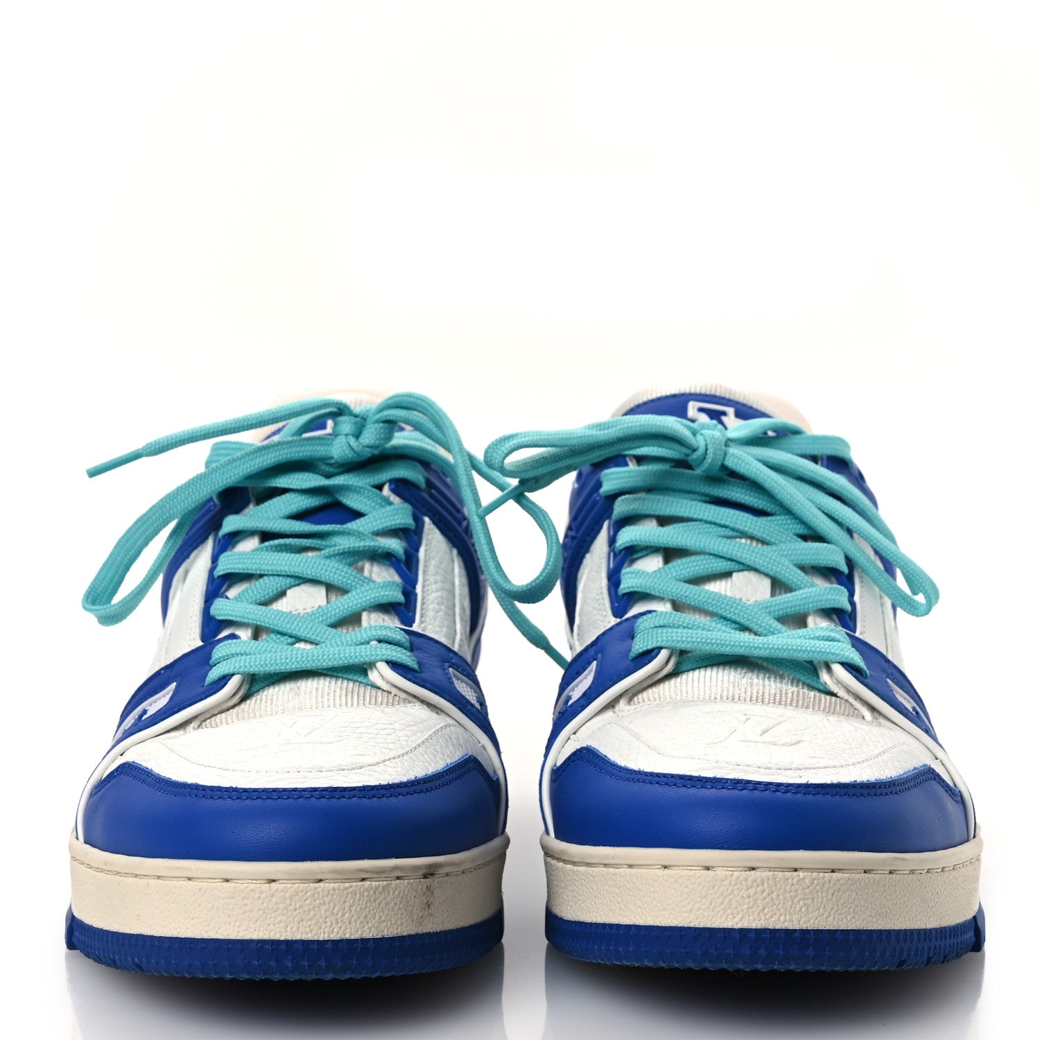Louis Vuitton Calfskin Embossed Monogram Mens LV Trainer Sneakers 8.5 Blue 3 of 12