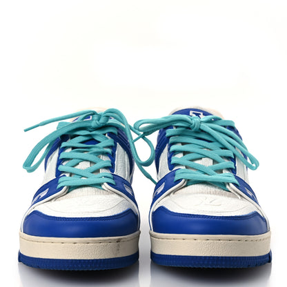 Louis Vuitton Calfskin Embossed Monogram Mens LV Trainer Sneakers 8.5 Blue 3 of 12