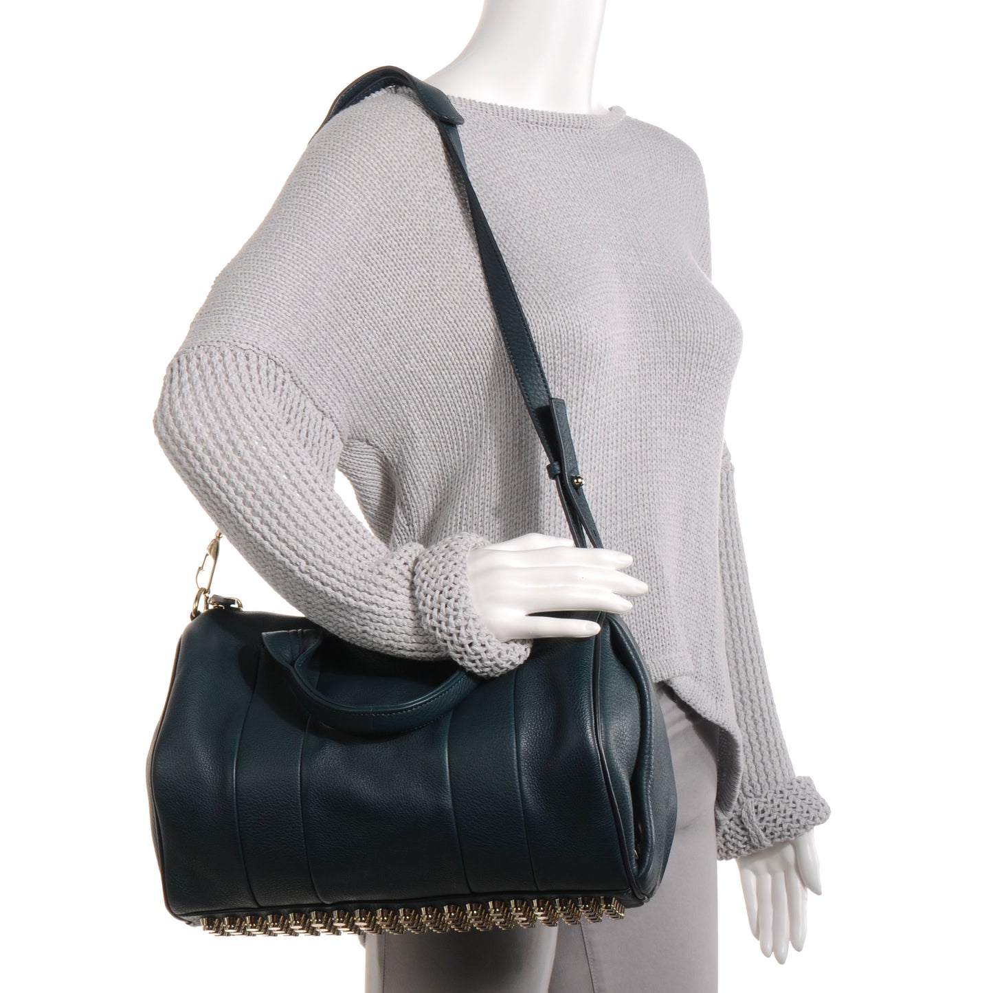 Leather Rocco Duffel Dark Argon with Pale Gold Hardware
