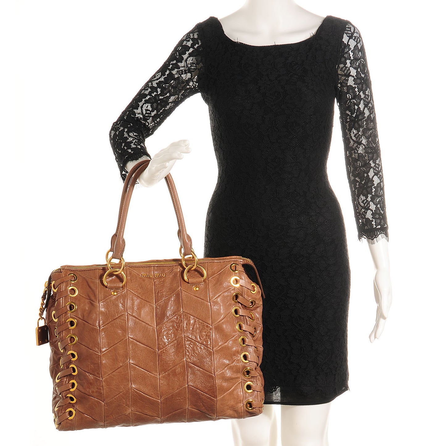 Nappa Chevron Grommet Tote
