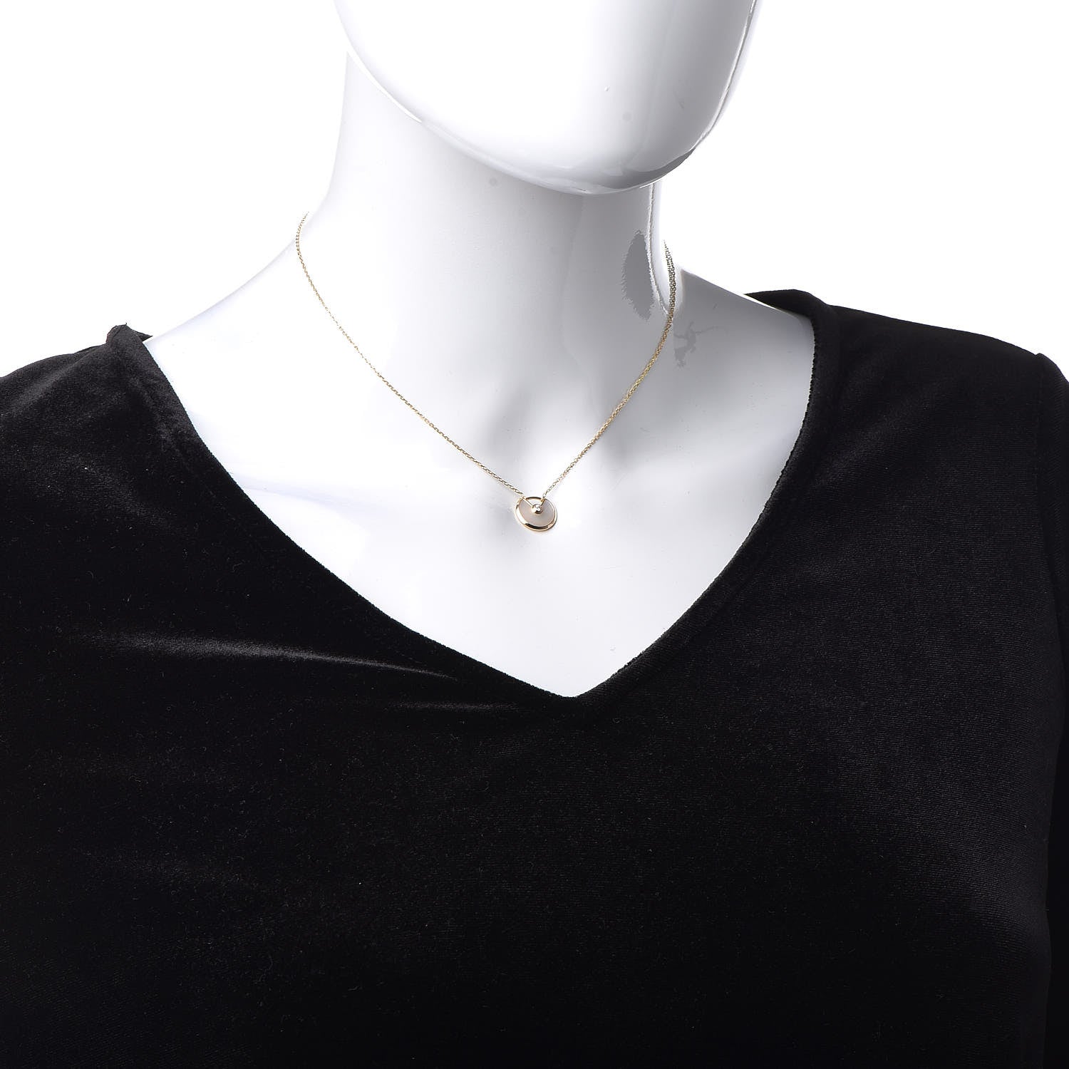 Cartier 18K Yellow Gold Diamond Mother of Pearl XS Amulette de Cartier Pendant Necklace 2 of 6