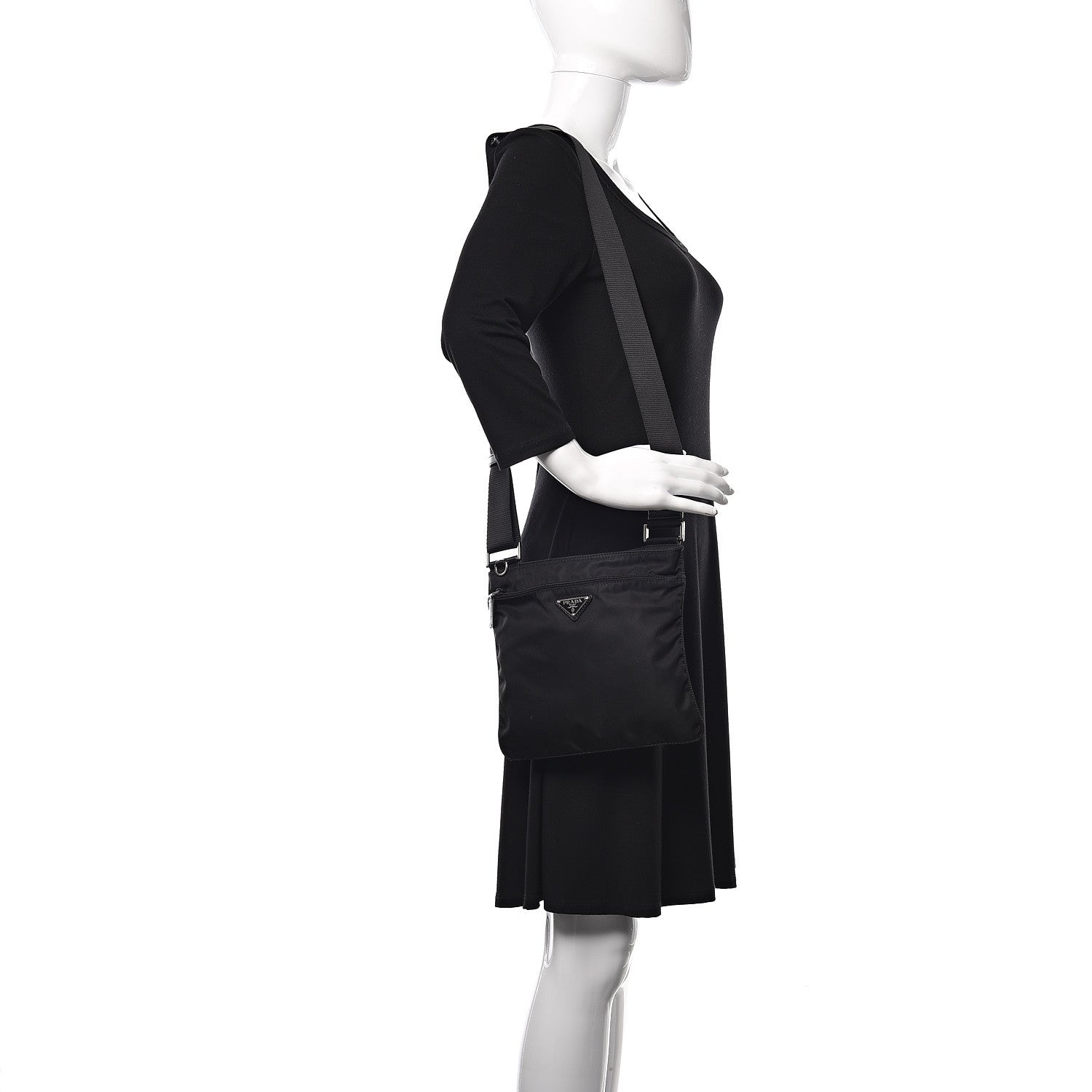 Prada Nylon Vela Small Flat Messenger Bag Black 2 of 10