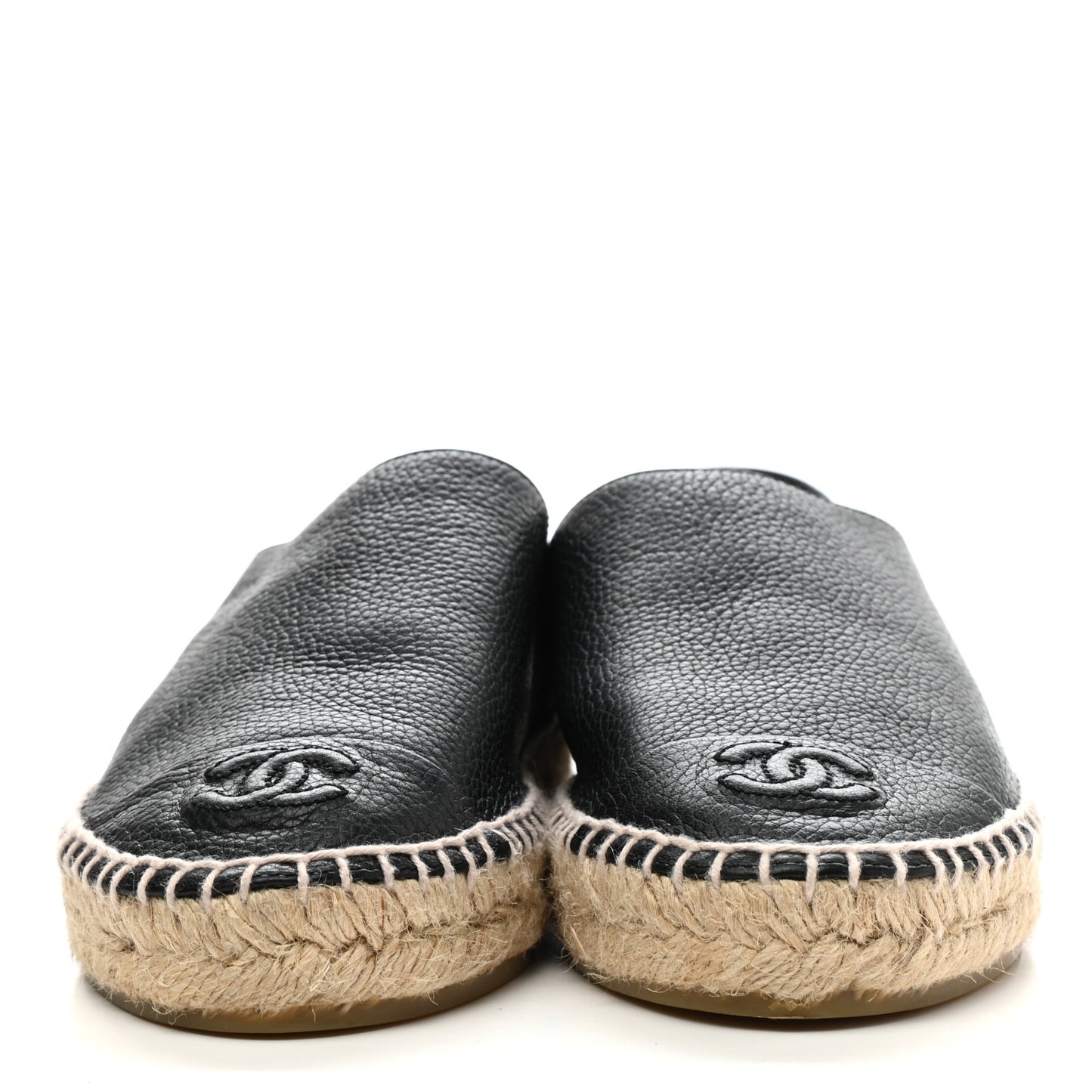Grained Calfskin CC Espadrilles 36 Black