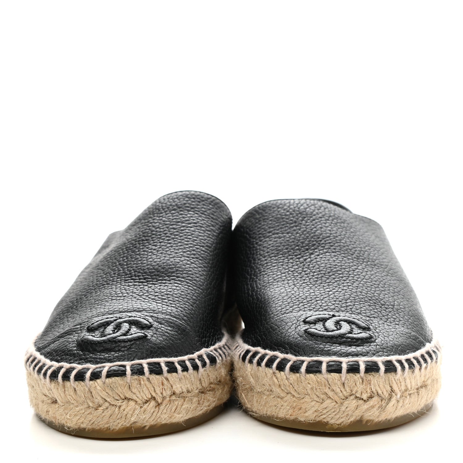 Chanel Grained Calfskin CC Espadrilles 36 Black 2 of 8