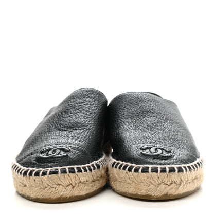 Chanel Grained Calfskin CC Espadrilles 36 Black 2 of 8