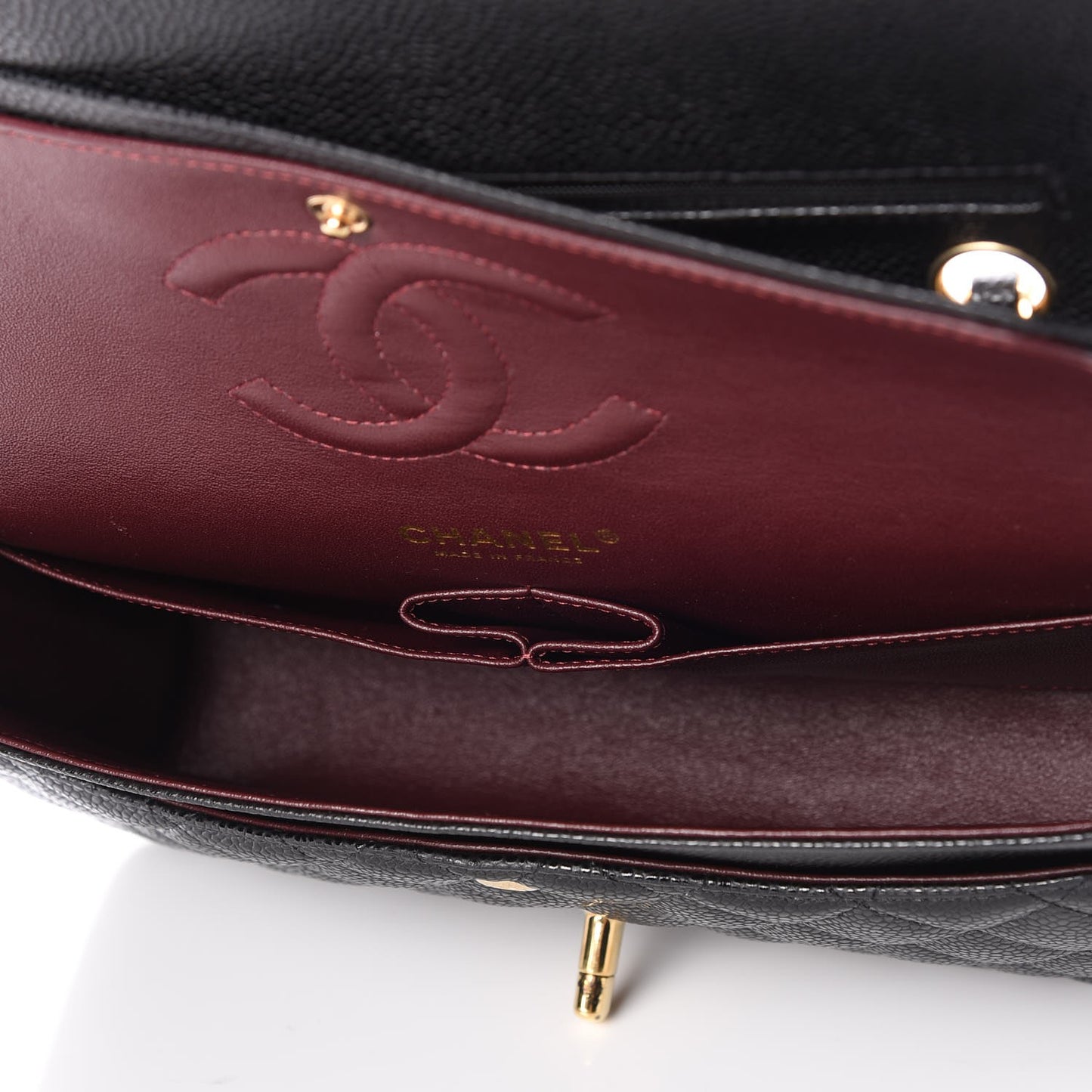 Caviar Quilted Medium Double Flap Black