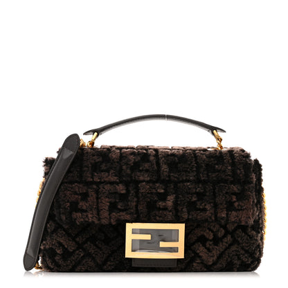 Fendi Shearling FF Midi Chain Baguette Ebano 1 of 10