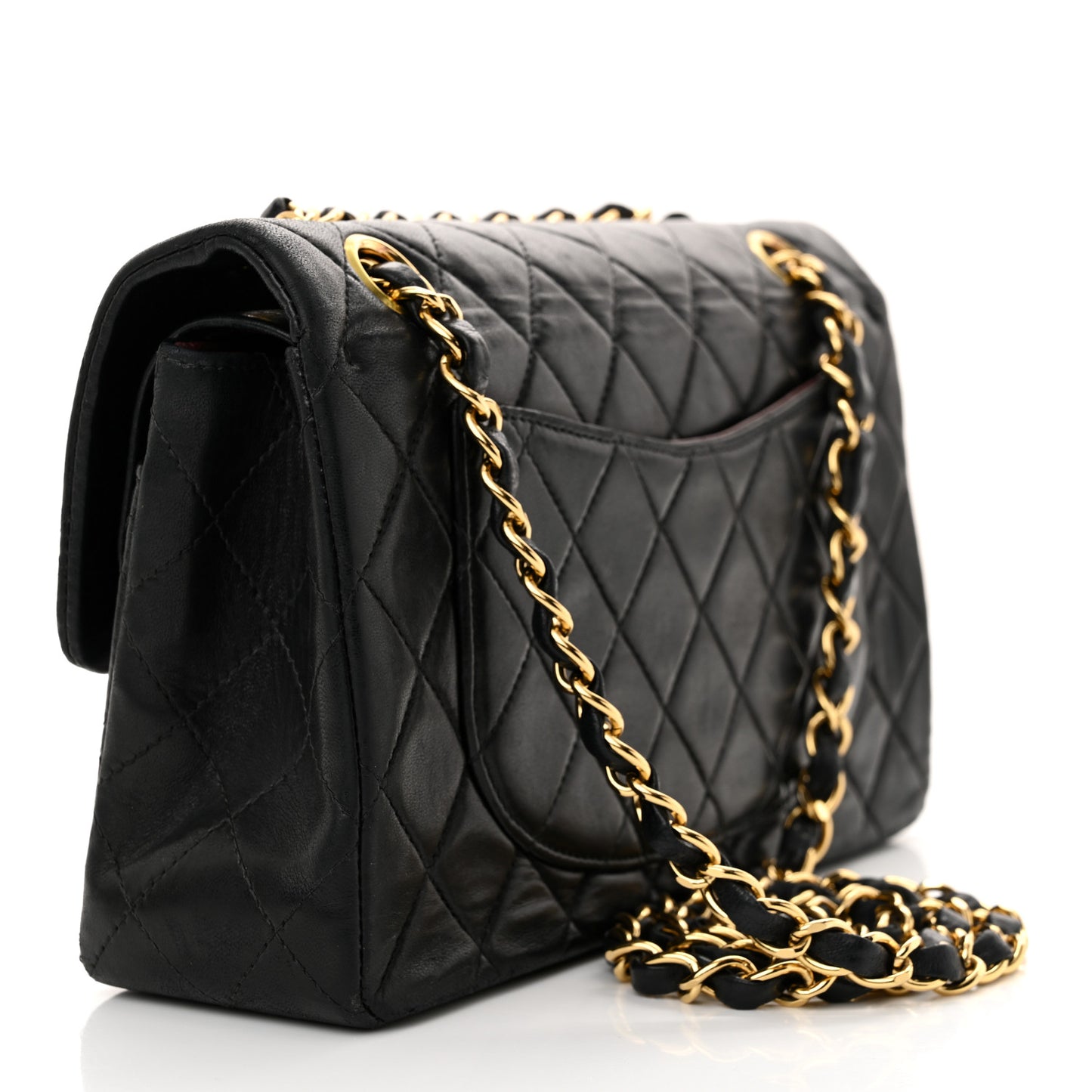 Lambskin Quilted Small Double Flap Black