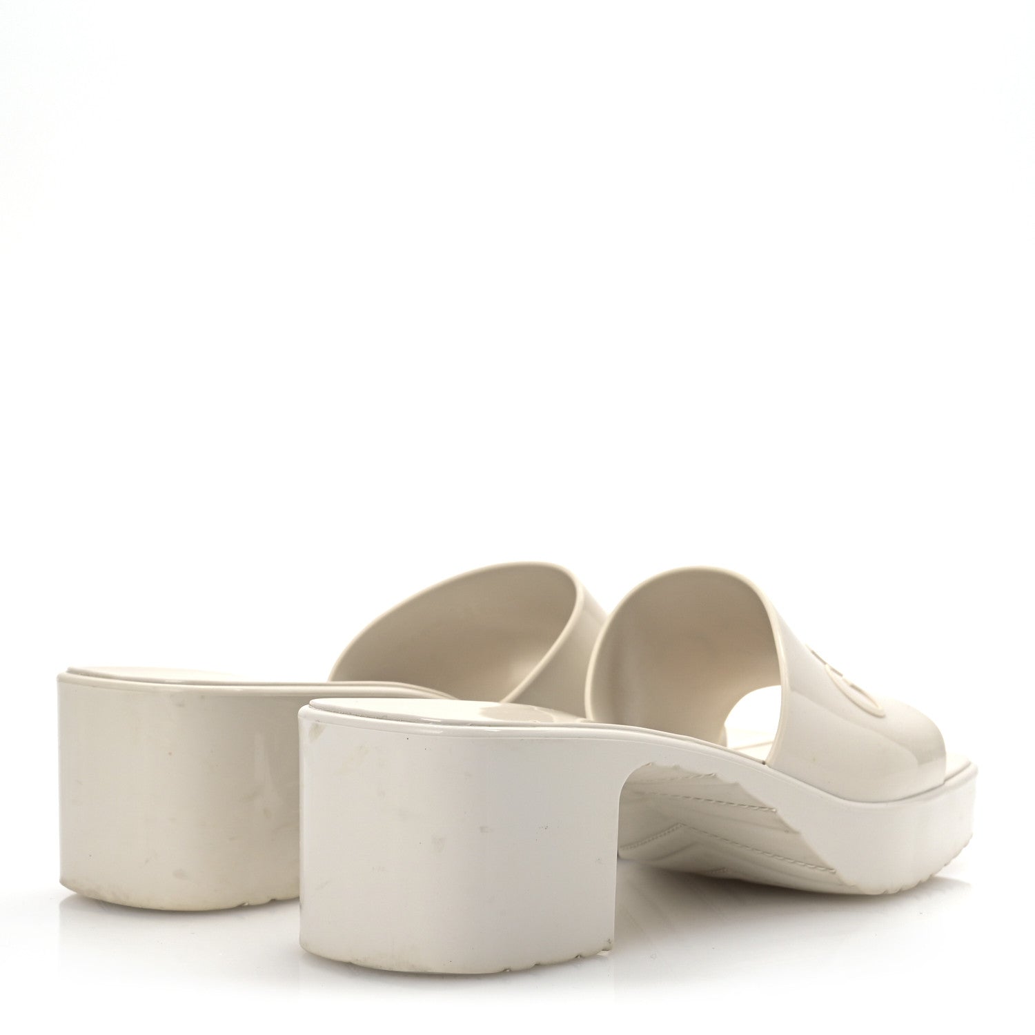 Gucci Rubber Gucci Logo Womens Platform 20/60mm Slide Sandals 35 Mystic White 5 of 14