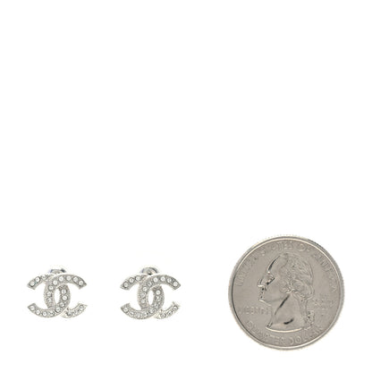 Chanel Crystal Timeless CC Earrings Silver 2 of 5