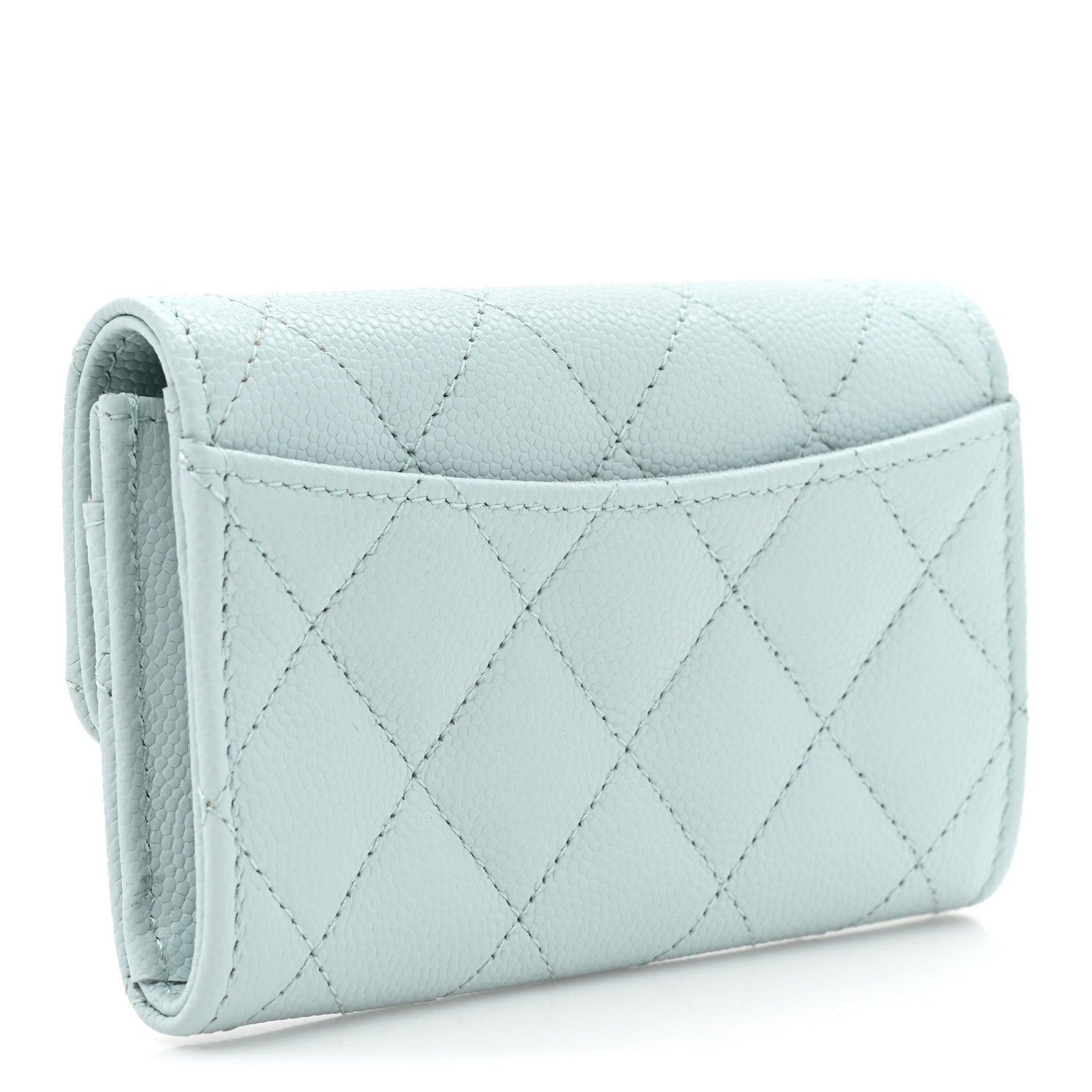 Chanel Caviar Quilted Flap Card Holder Wallet Light Blue 3 of 11