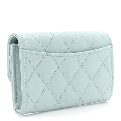 Chanel Caviar Quilted Flap Card Holder Wallet Light Blue 3 of 11