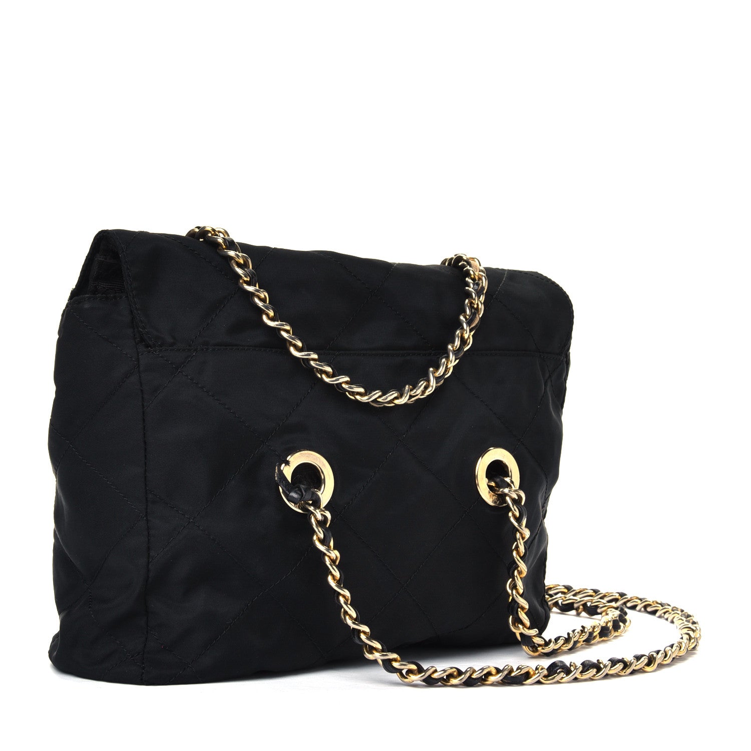 Prada Nylon Tessuto Impuntu Quilted Flap Shoulder Bag Black 2 of 6