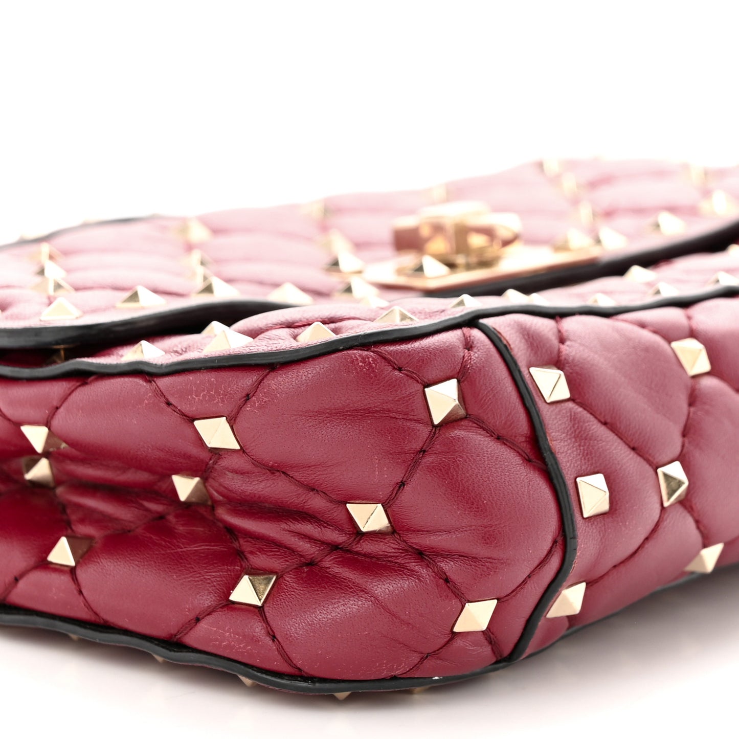 Nappa Small Rockstud Spike Shoulder Bag Rubino