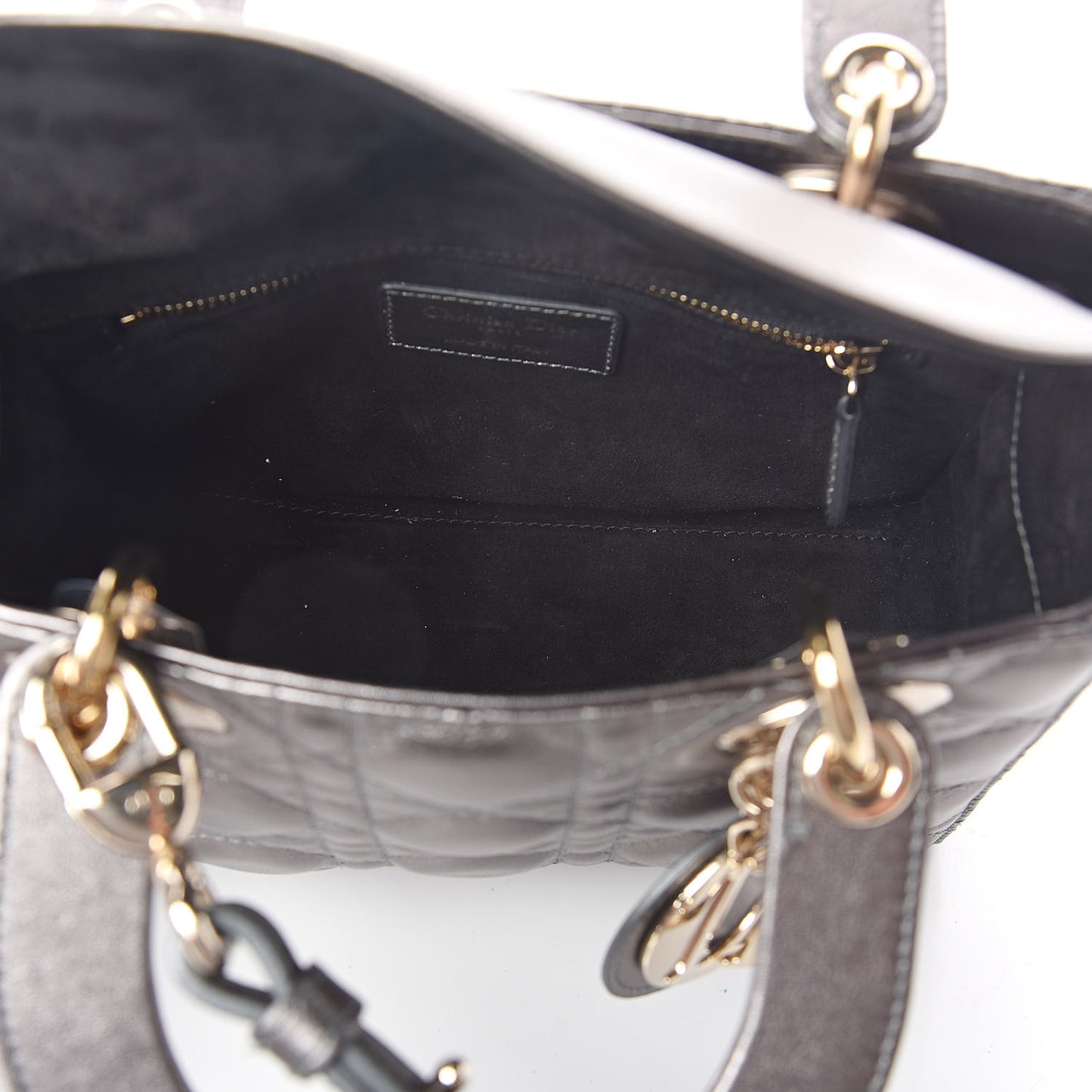 Metallic Grained Calfskin Cannage My ABCDior Lady Dior Gunmetal