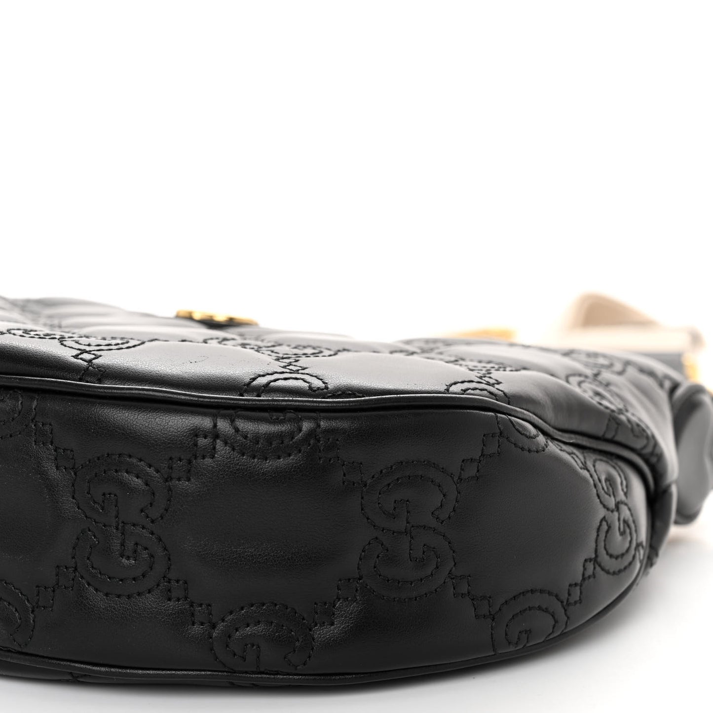 Calfskin GG Matelasse Small Hobo Shoulder Bag Black Natural