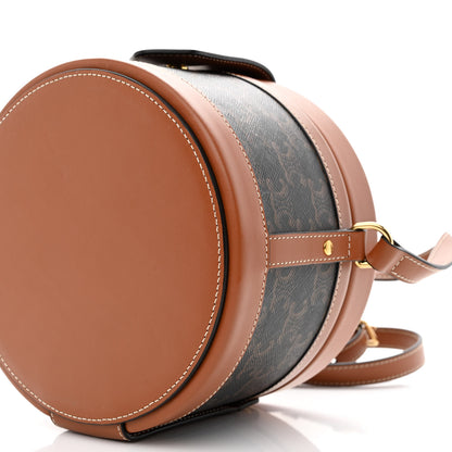 Celine Calfskin Triomphe Canvas Medium Tambour Bag Tan 10 of 11
