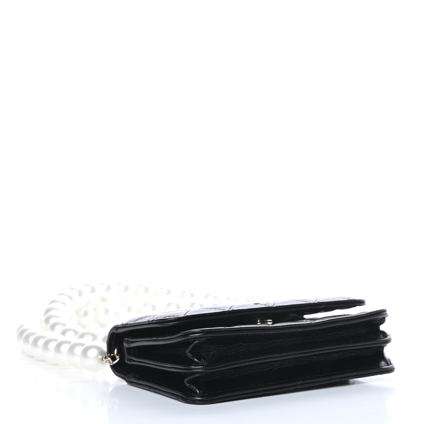Calfskin Quilted Mini Maxi Pearls Wallet On Chain WOC Black