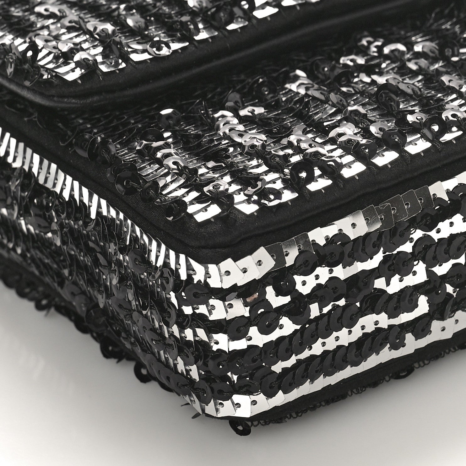 Chanel Sequin Quilted Pearl CC Flap Clutch Black 9 of 10