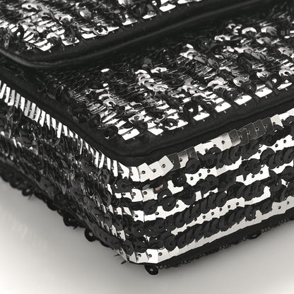 Chanel Sequin Quilted Pearl CC Flap Clutch Black 9 of 10