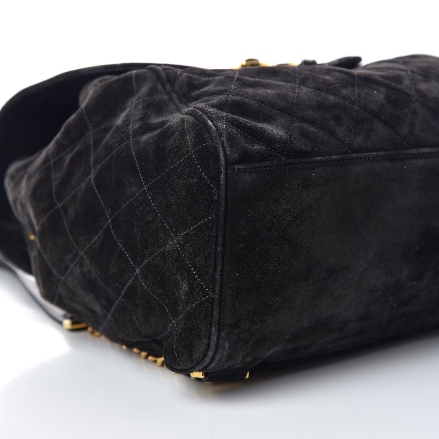 Suede Quilted Drawstring Backpack Black