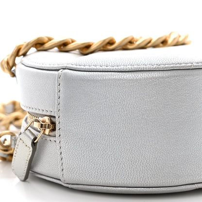 Chanel Metallic Lambskin Quilted Chanel 19 Round Clutch With Chain Silver 9 of 10