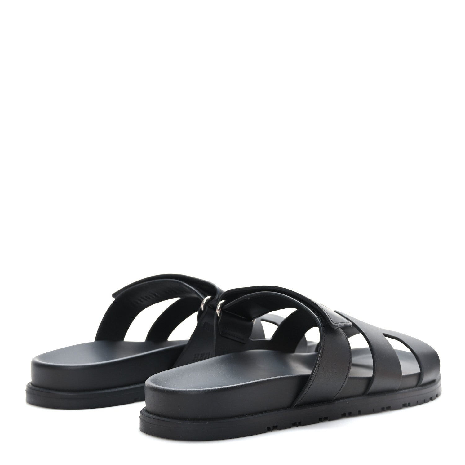 Hermes Calfskin Womens Chypre Sandals 39.5 Black 4 of 9
