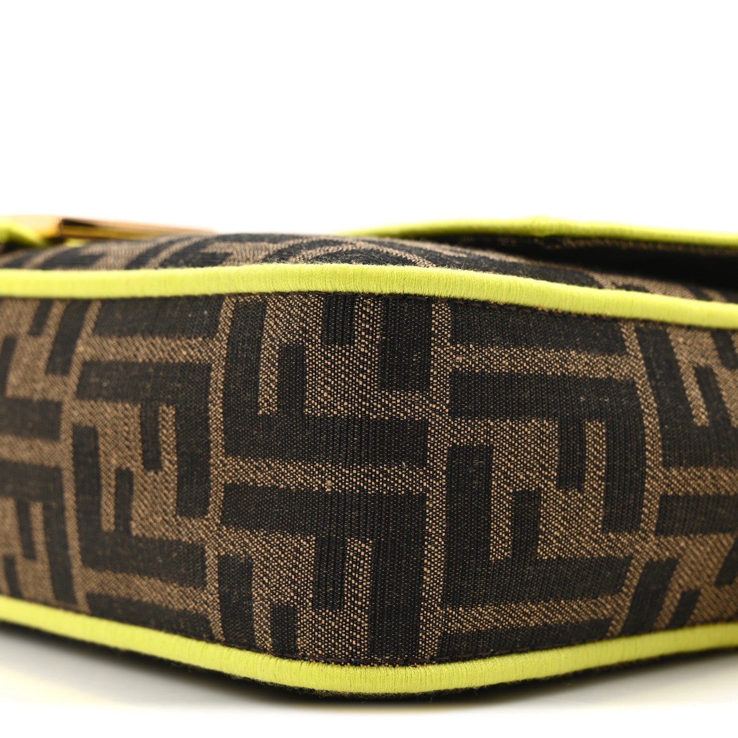Fendi Fabric Jacquard FF 1974 Large Baguette Tobacco Moro Giallo Fluo 9 of 9