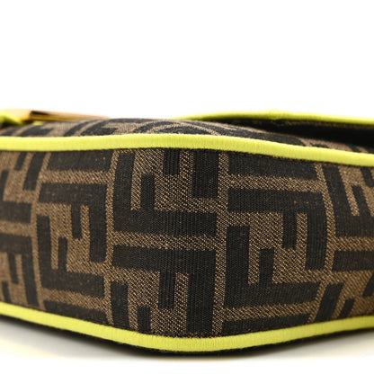Fendi Fabric Jacquard FF 1974 Large Baguette Tobacco Moro Giallo Fluo 9 of 9