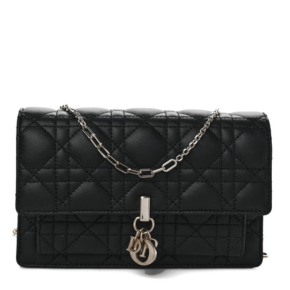 Christian Dior Lambskin Cannage Lady Dior Chain Pouch Black 1 of 9