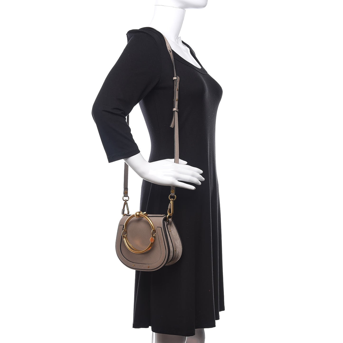 Calfskin Suede Small Nile Bracelet Bag Motty Grey