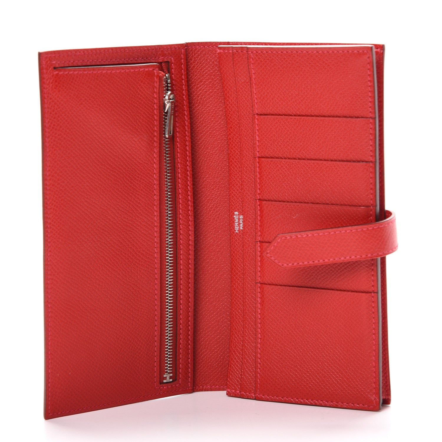 Hermes Epsom Bearn Gusset Wallet Rouge Casaque 4 of 8