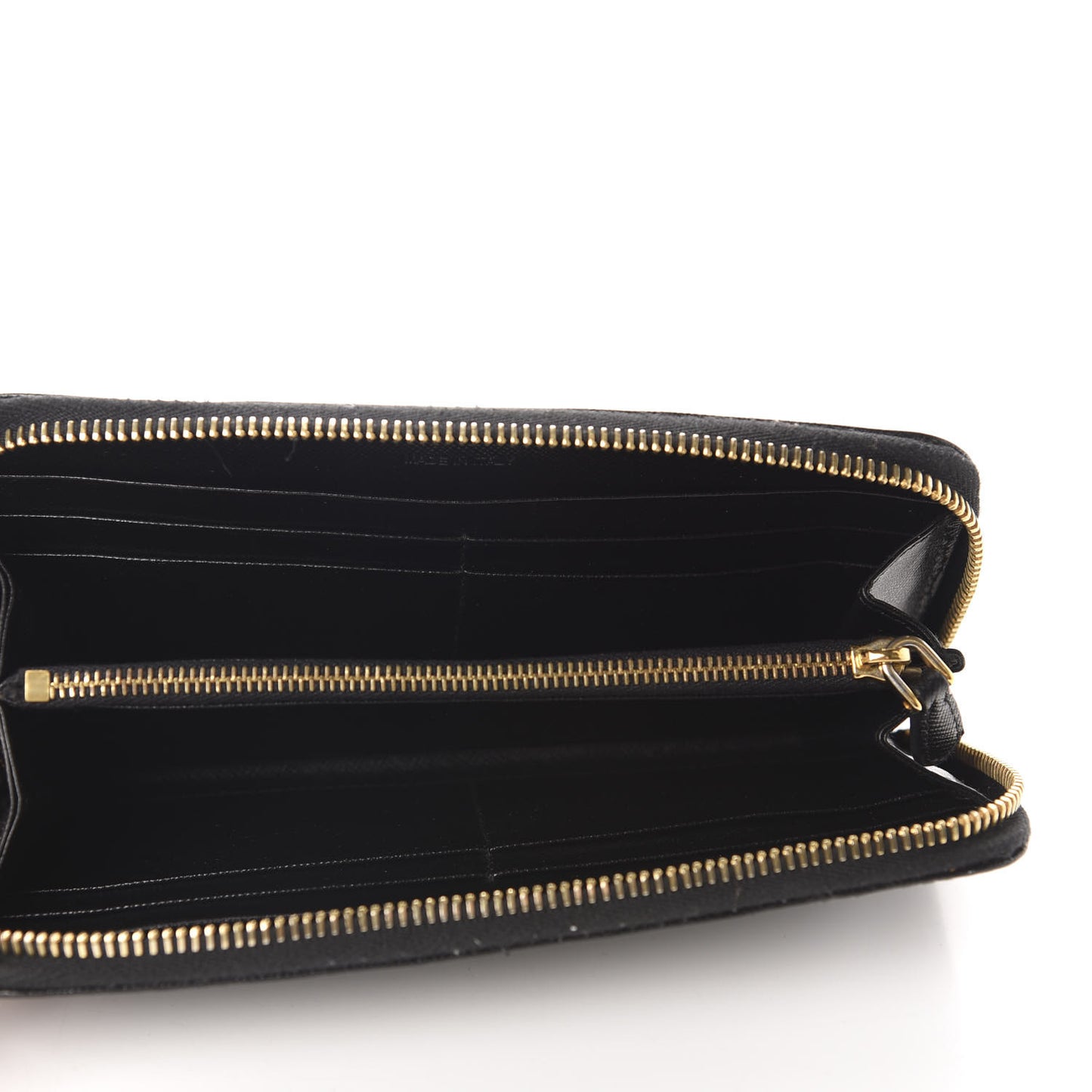 Saffiano Metal Zip Around Wallet Black