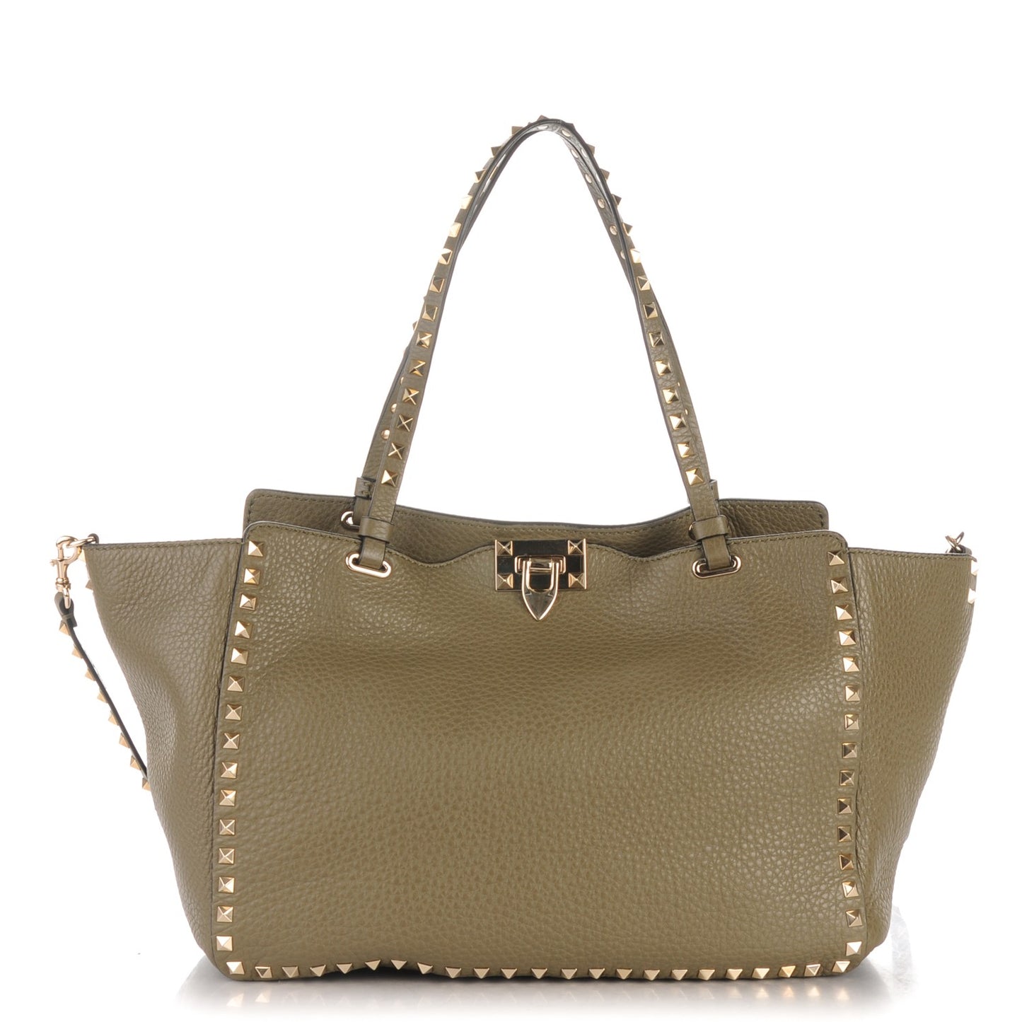 Alce Printed Calfskin Medium Rockstud Tote Army Green