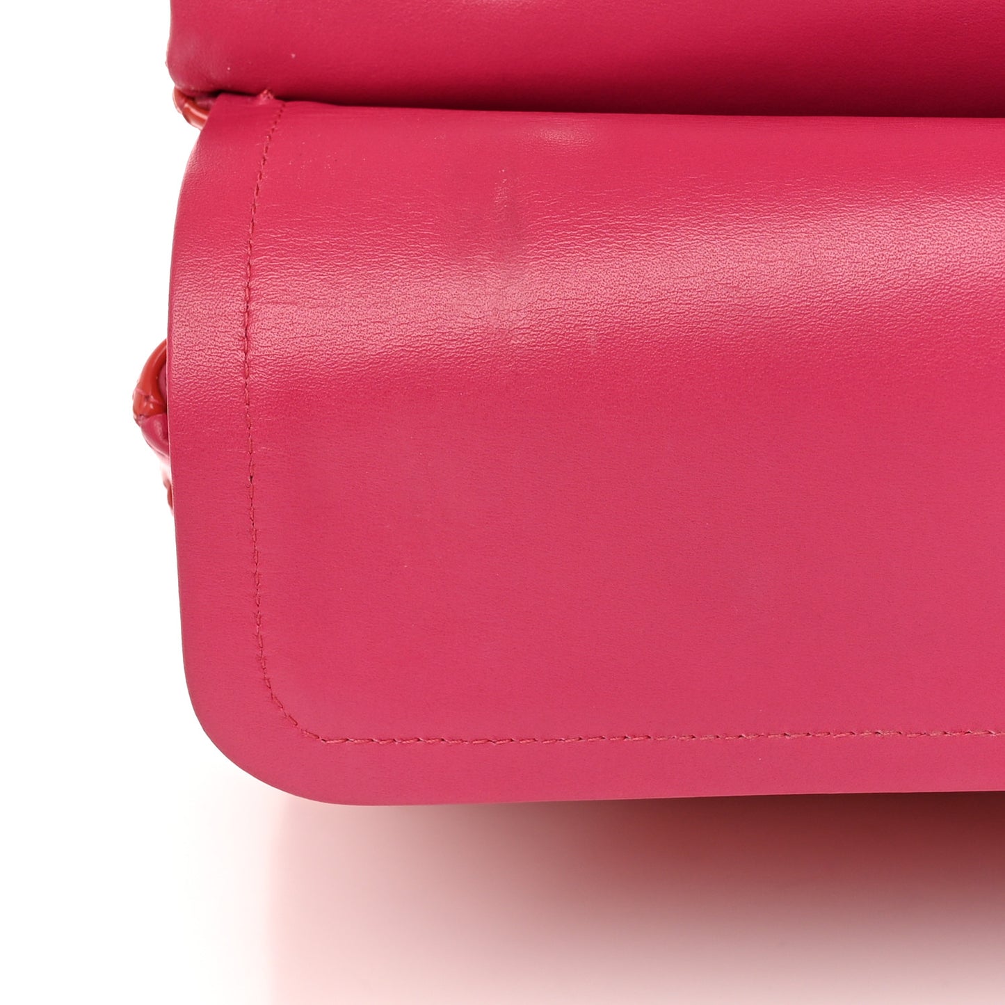 Patent Quilted Medium Double Flap Fuchsia