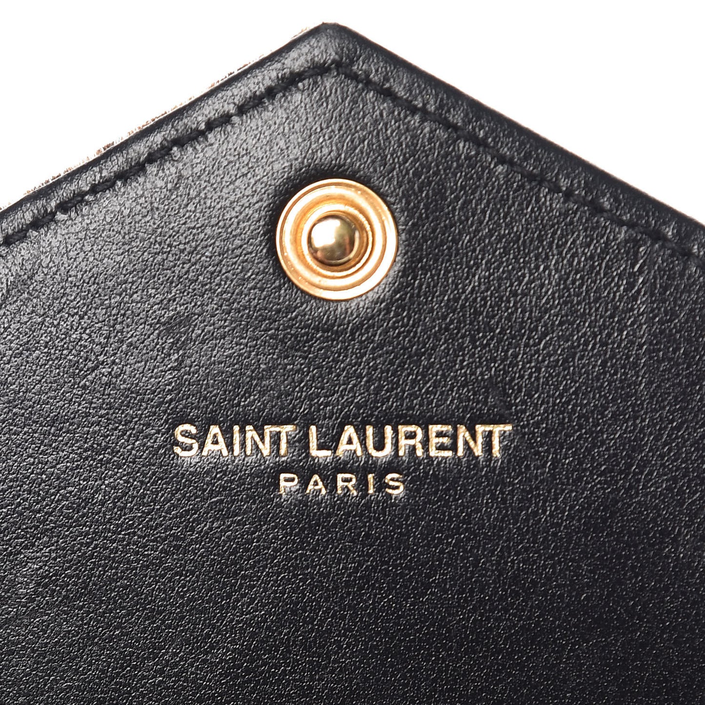Velvet Leopard Print Monogram Envelope Chain Wallet Black