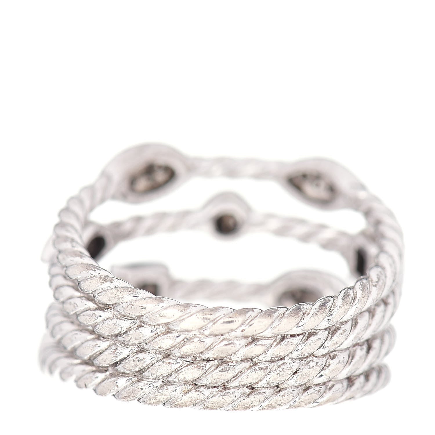 David Yurman Sterling Silver Diamond Confetti 4 Row Ring 55 7.25 4 of 5