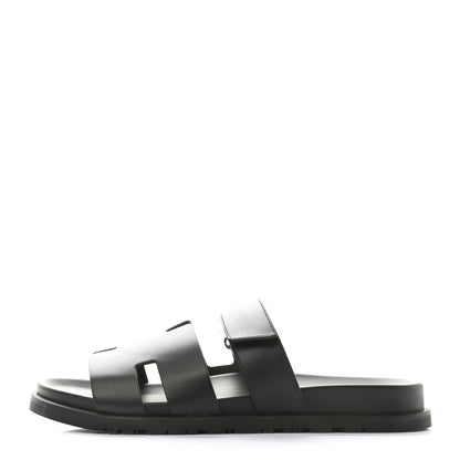 Hermes Calfskin Mens Chypre Sandals 44 Black 1 of 10