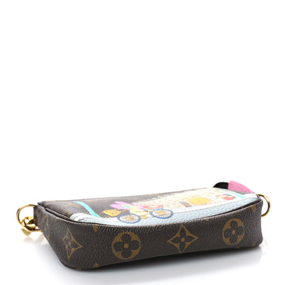 Louis Vuitton Monogram 2022 Christmas Animation Paris Mini Pochette Accessories Pink 4 of 9