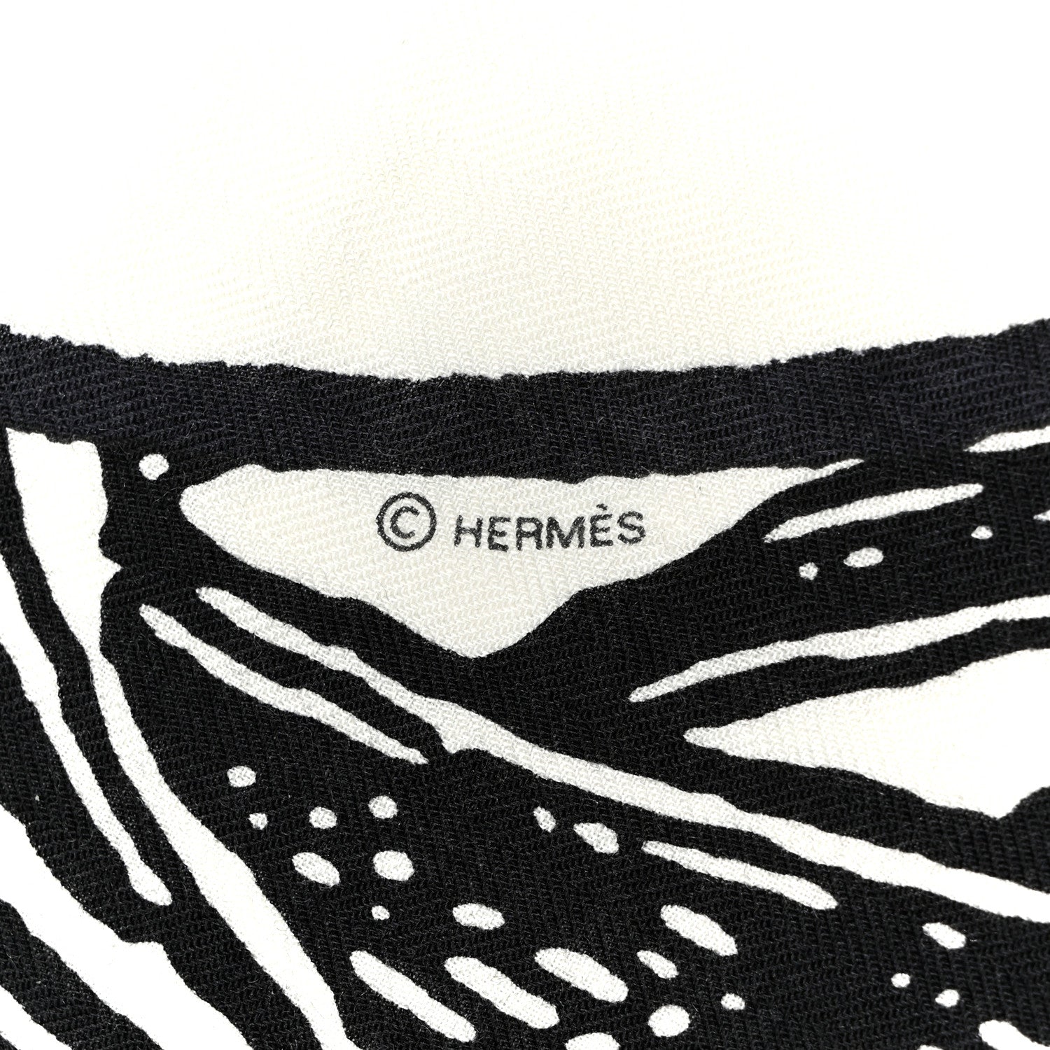 Hermes Cashmere Silk Cavaliere En Formes Shawl 140 White Black Kaki 5 of 5